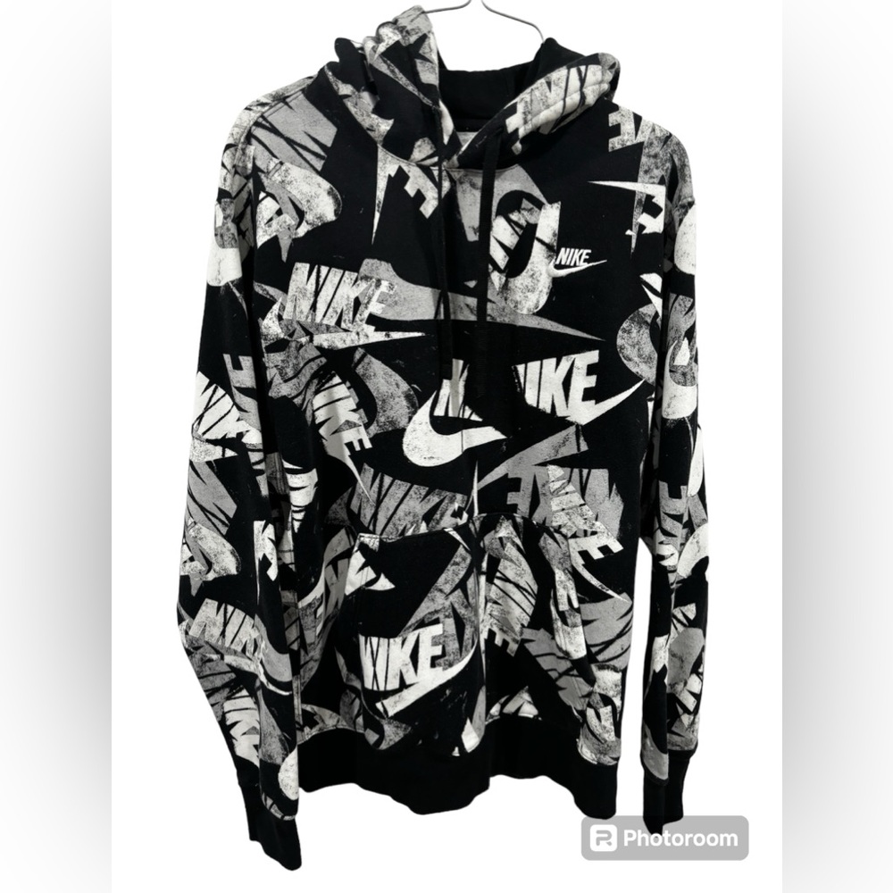 Nike Men's Allover Print Fleece Pullover Hoody. Size M. Pre owned.